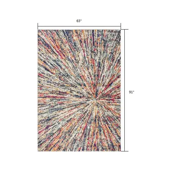 Cream Celestial Burst Abstract Area Rug Photo 6