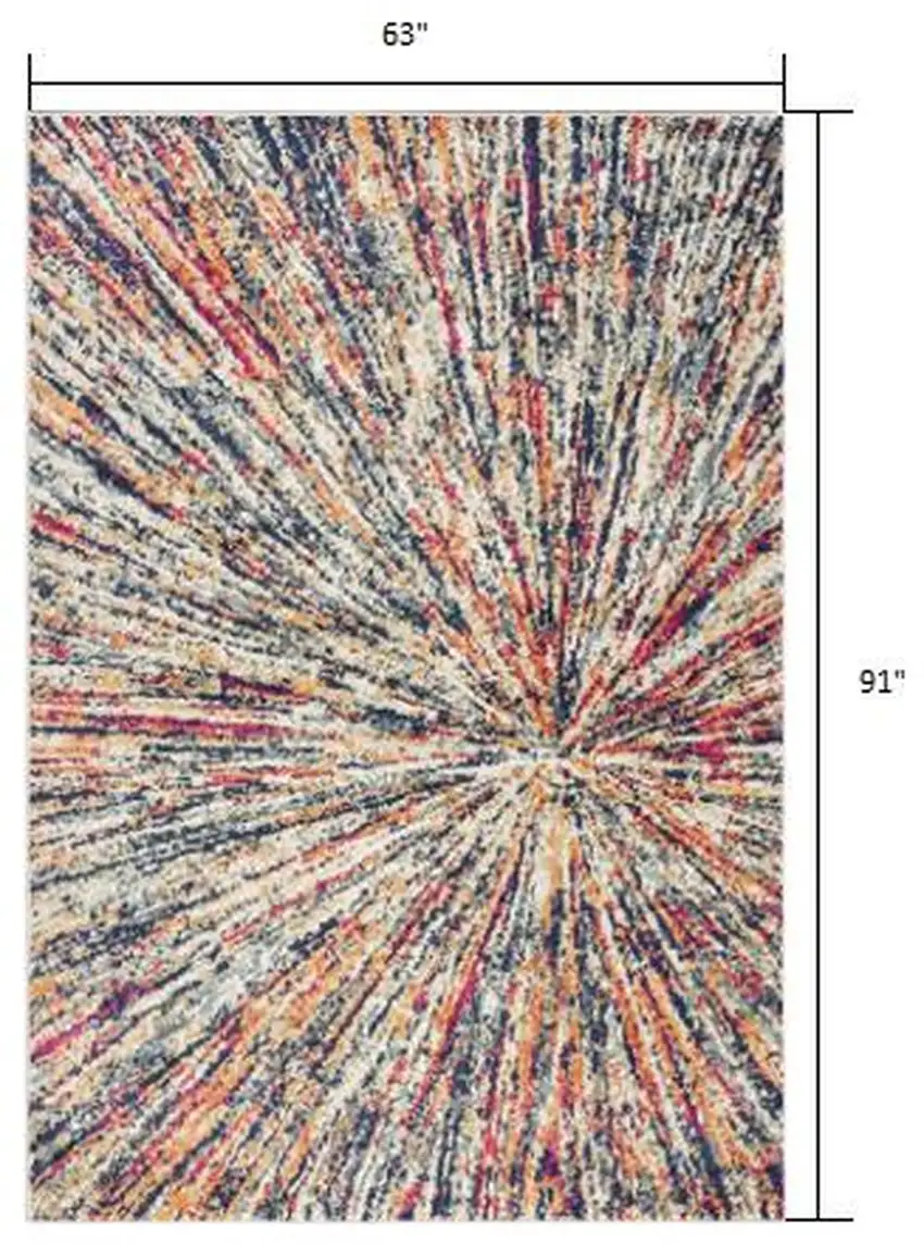 Cream Celestial Burst Abstract Area Rug Photo 6