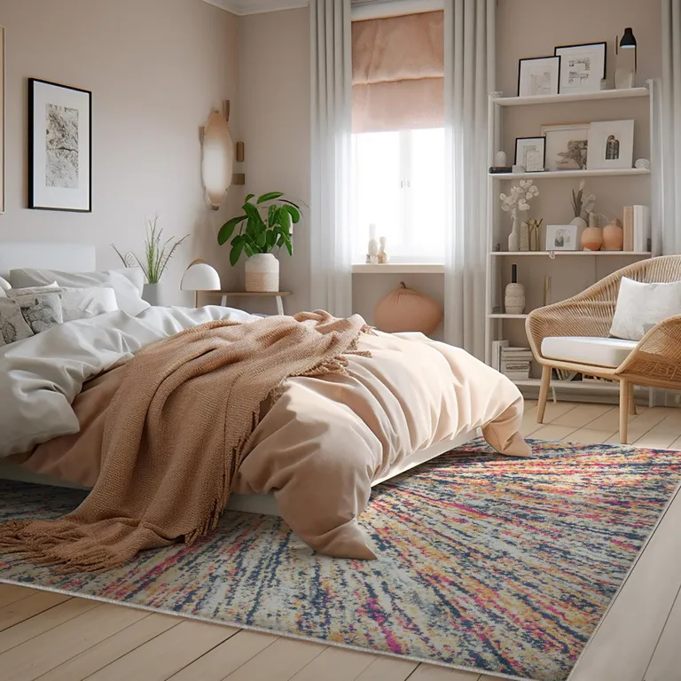 Cream Celestial Burst Abstract Area Rug Photo 4