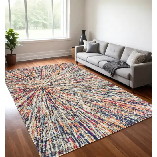 Cream Celestial Burst Abstract Area Rug Photo 1