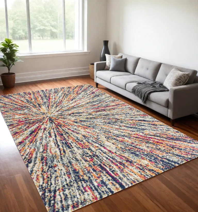 Cream Celestial Burst Abstract Area Rug Photo 2