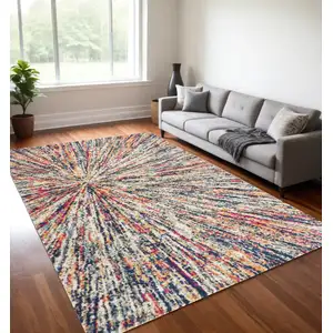 Photo of Cream Celestial Burst Abstract Area Rug
