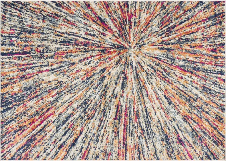 Cream Celestial Burst Abstract Area Rug Photo 3