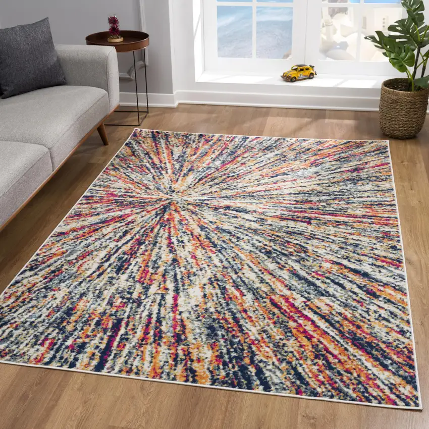 Cream Celestial Burst Abstract Area Rug Photo 6