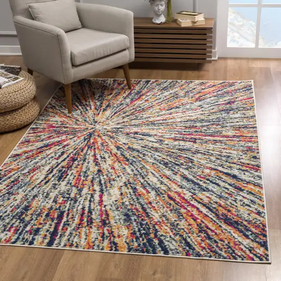 Cream Celestial Burst Abstract Area Rug Photo 7