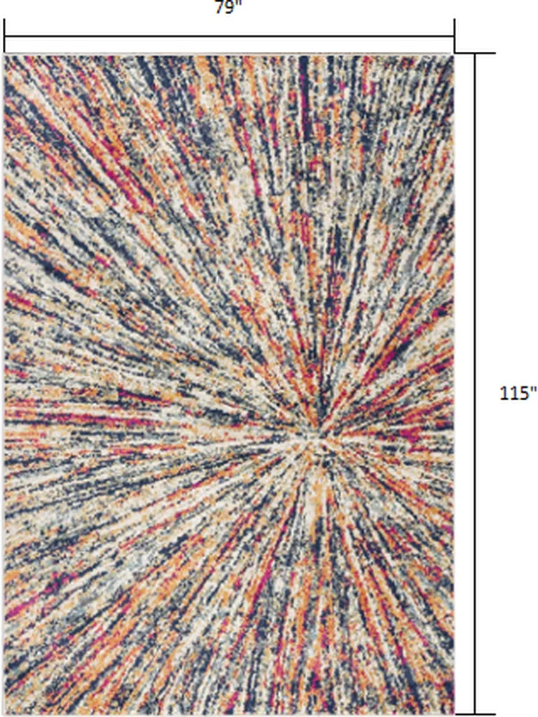 Cream Celestial Burst Abstract Area Rug Photo 3