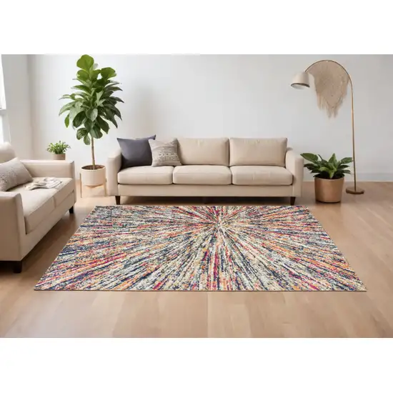 Cream Celestial Burst Abstract Area Rug Photo 2