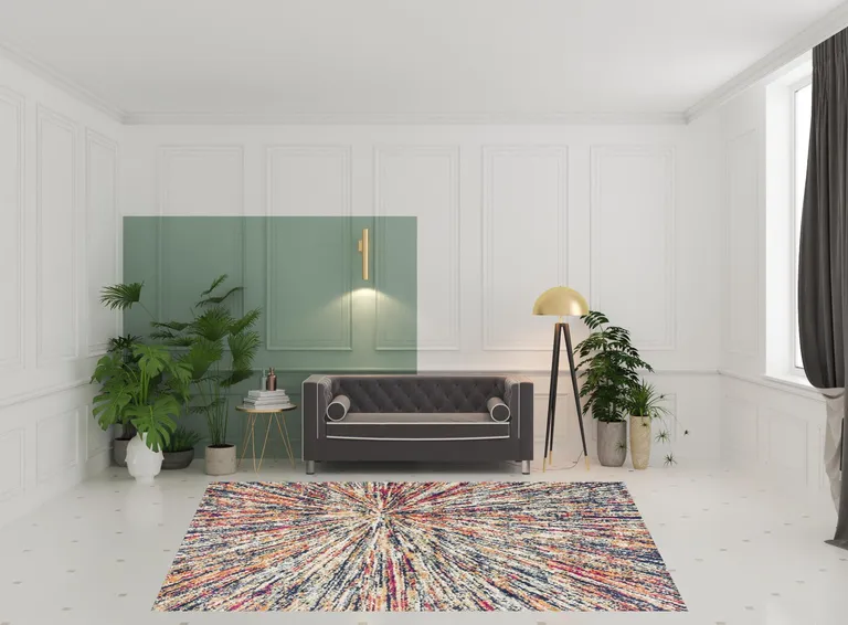 Cream Celestial Burst Abstract Area Rug Photo 4