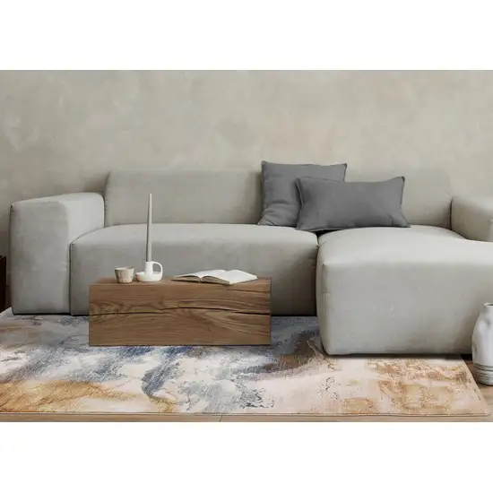 Cream Copper And Blue Abstract Area Rug Photo 5