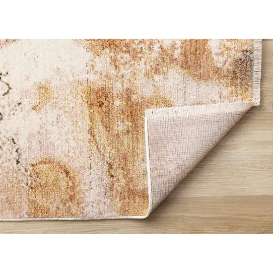 Cream Copper And Blue Abstract Area Rug Photo 8