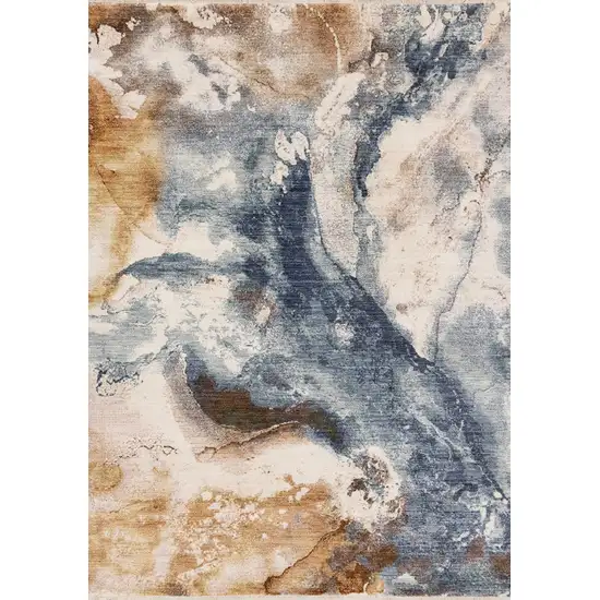 Cream Copper And Blue Abstract Area Rug Photo 2