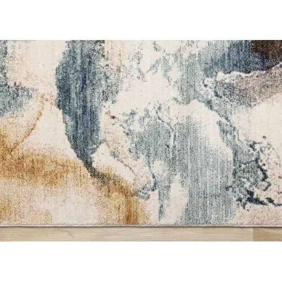 Cream Copper And Blue Abstract Area Rug Photo 9