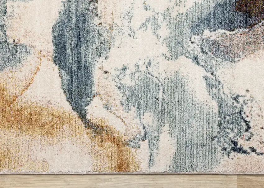 Cream Copper And Blue Abstract Area Rug Photo 9