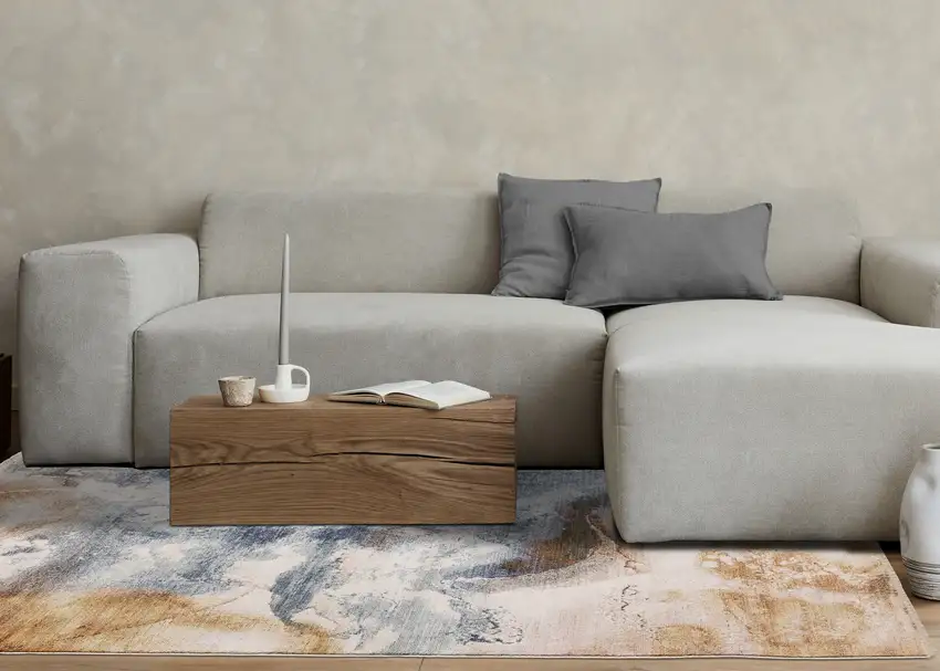 Cream Copper And Blue Abstract Area Rug Photo 5