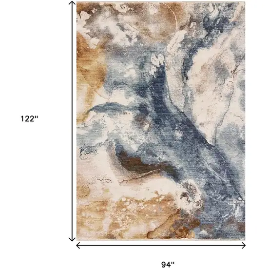 Cream Copper And Blue Abstract Area Rug Photo 3