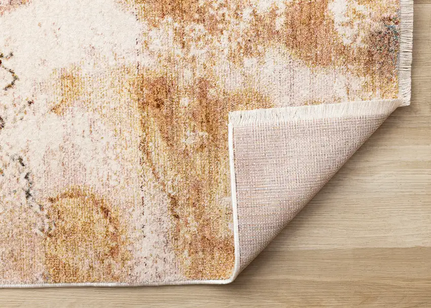 Cream Copper And Blue Abstract Area Rug Photo 8