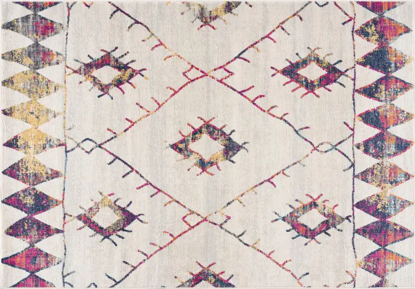 Cream Damask Area Rug Photo 5