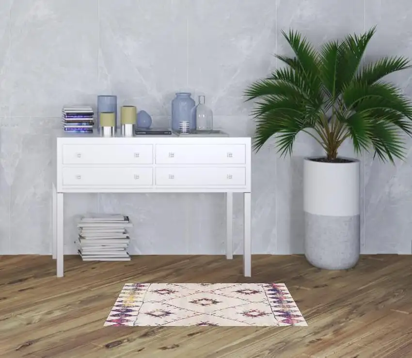 Cream Damask Area Rug Photo 2