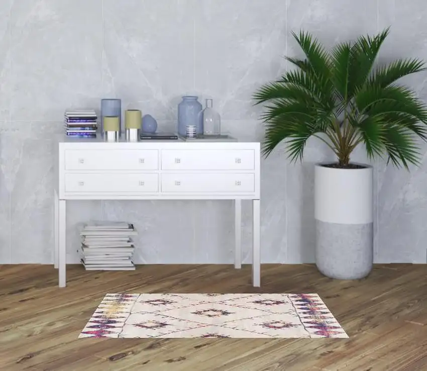 Cream Damask Area Rug Photo 2