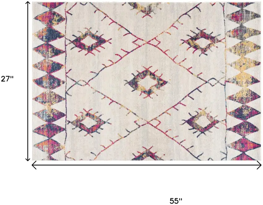 Cream Damask Area Rug Photo 3
