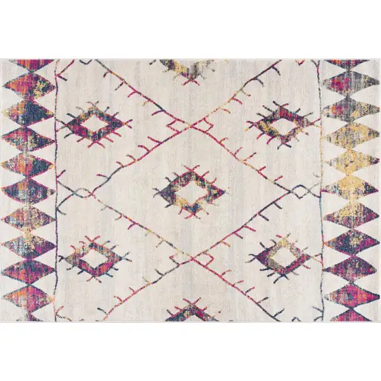 Cream Damask Area Rug Photo 5