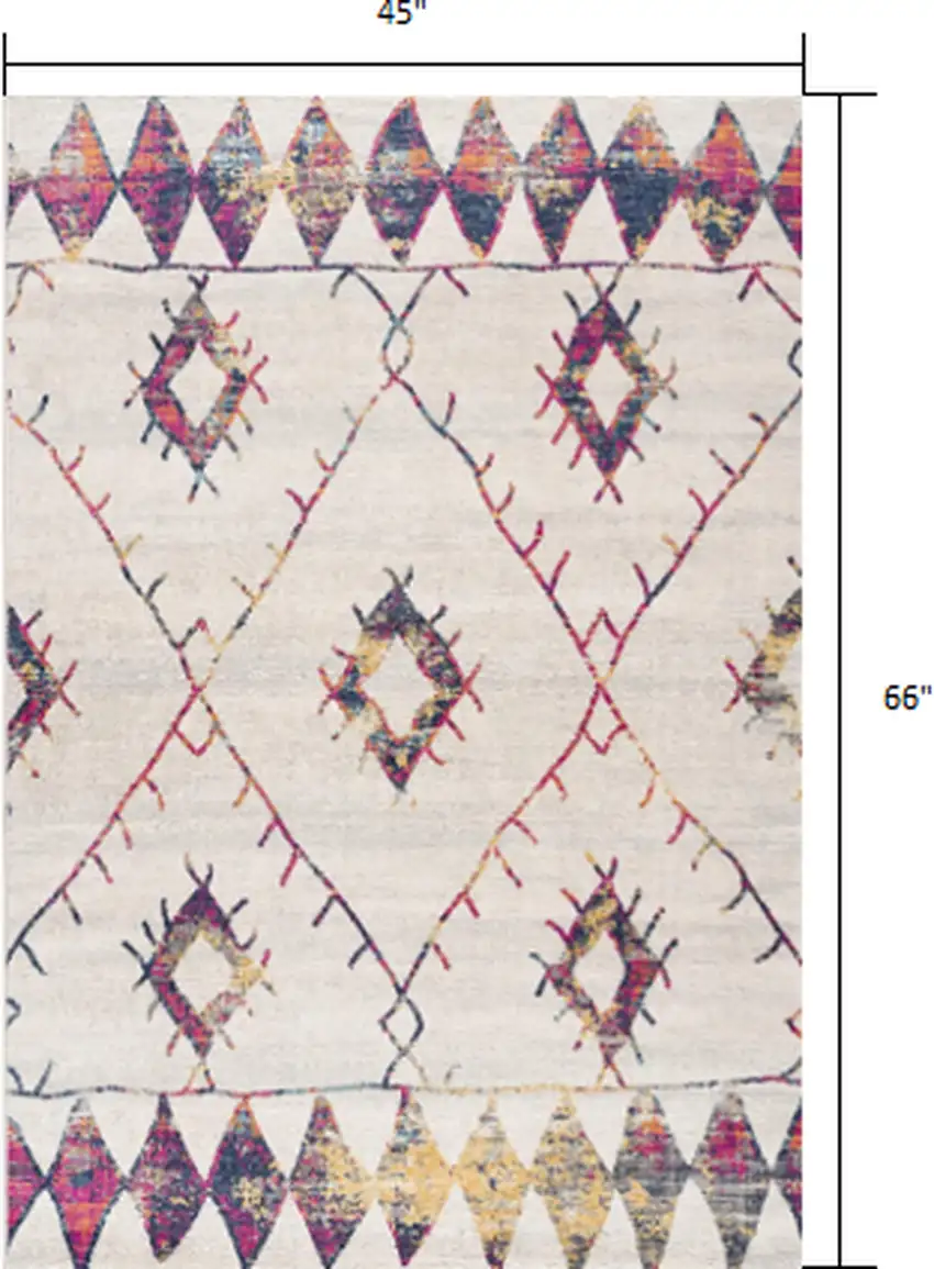 Cream Damask Area Rug Photo 5