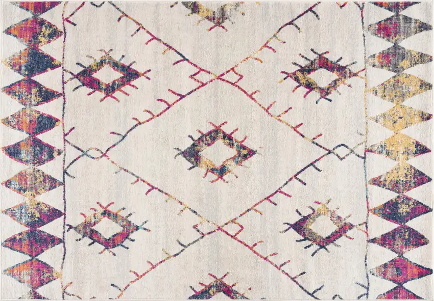 Cream Damask Area Rug Photo 6