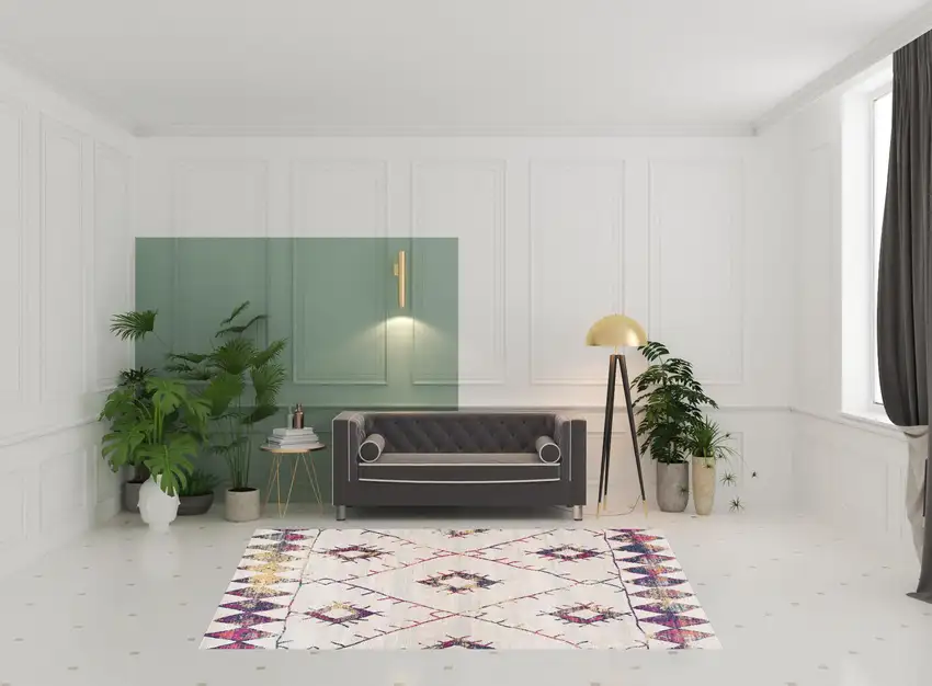Cream Damask Area Rug Photo 2