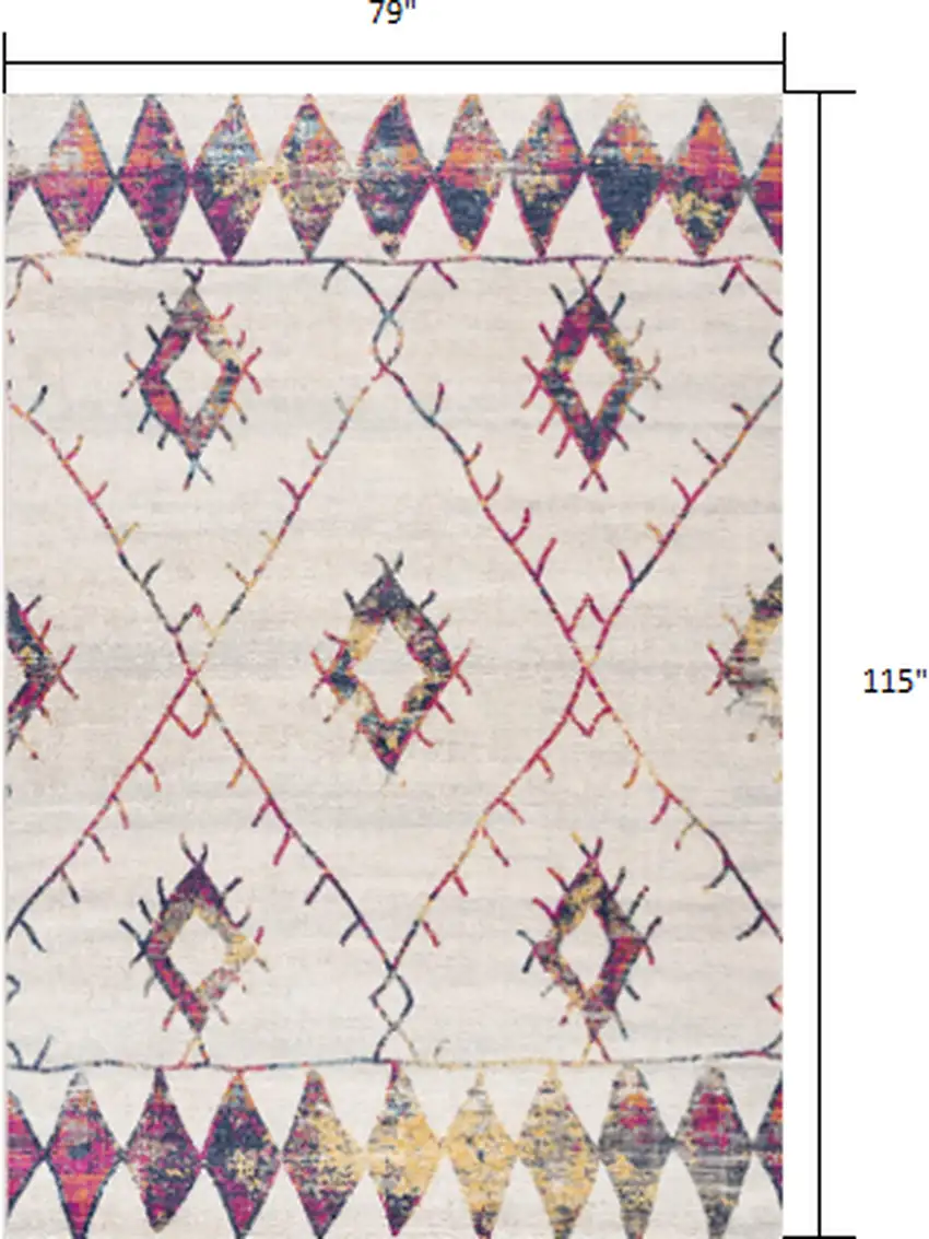 Cream Damask Area Rug Photo 5