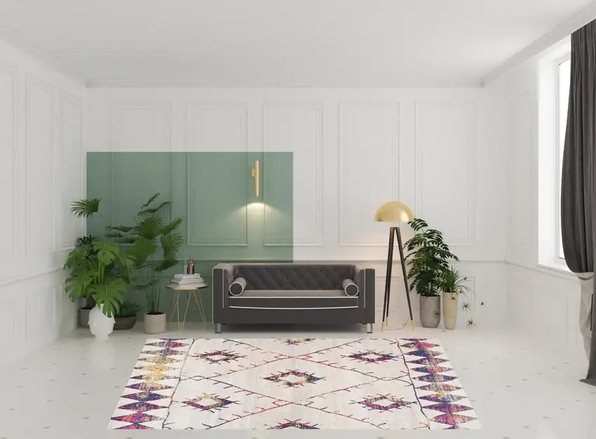 Cream Damask Area Rug Photo 2