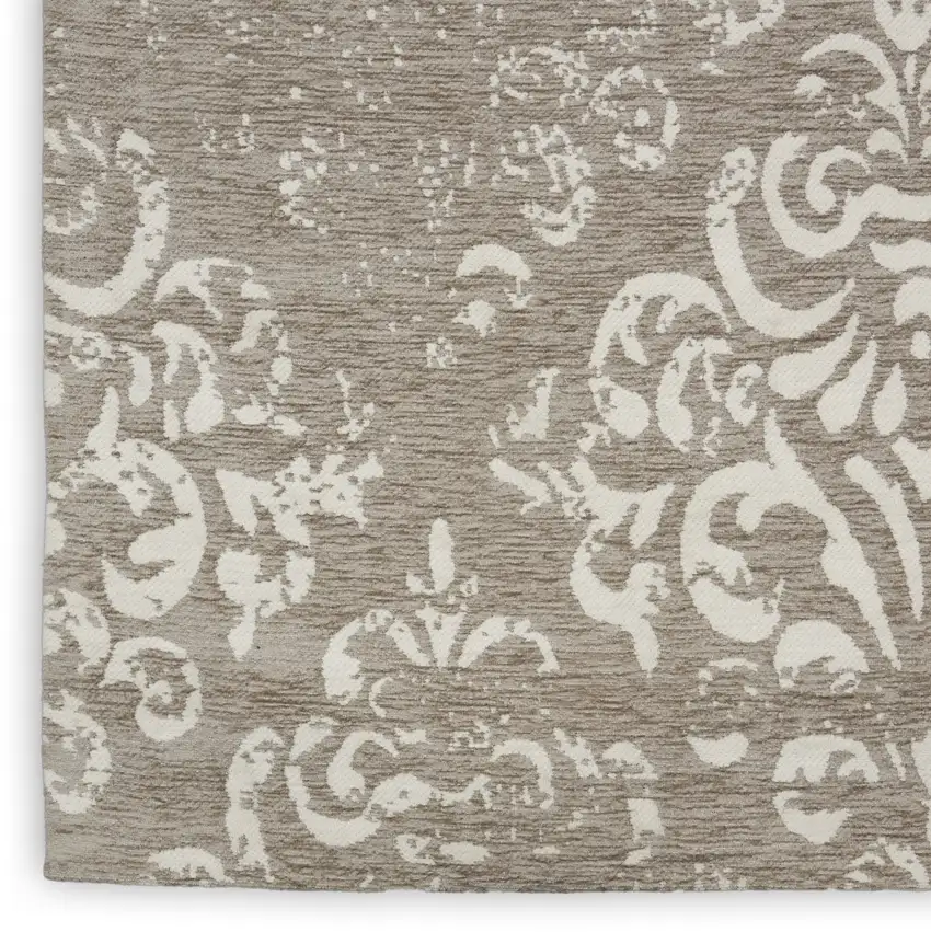Cream Damask Power Loom Area Rug Photo 8