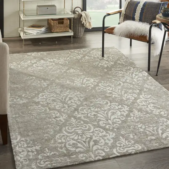 Cream Damask Power Loom Area Rug Photo 2
