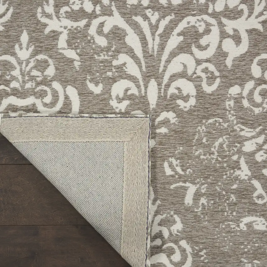 Cream Damask Power Loom Area Rug Photo 1