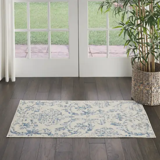 Cream Damask Power Loom Area Rug Photo 4