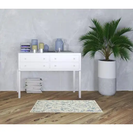 Cream Damask Power Loom Area Rug Photo 2