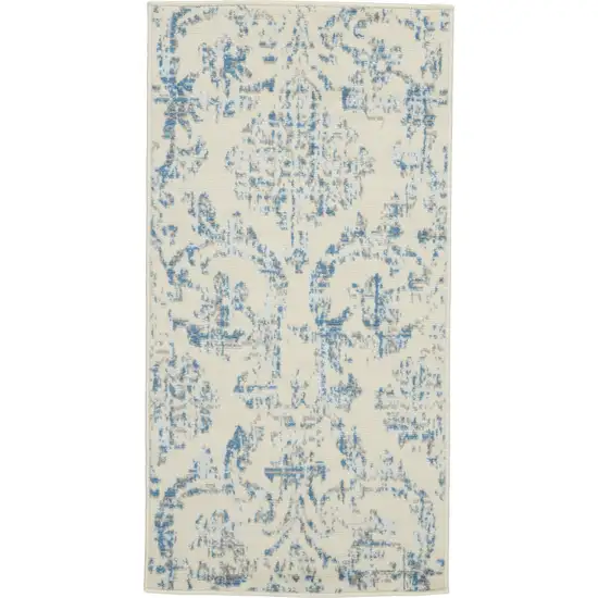 Cream Damask Power Loom Area Rug Photo 1