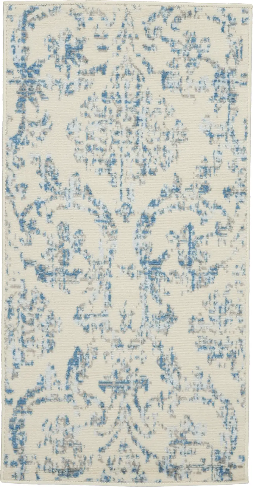 Cream Damask Power Loom Area Rug Photo 1