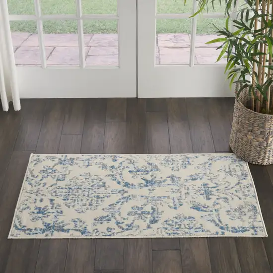 Cream Damask Power Loom Area Rug Photo 5