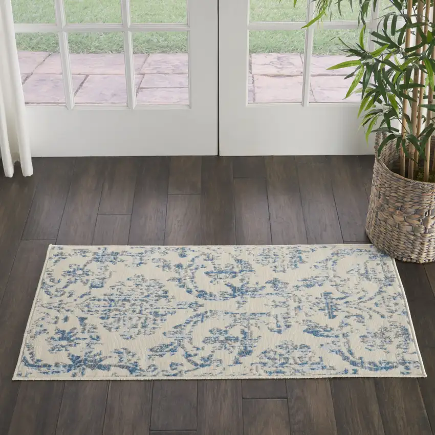 Cream Damask Power Loom Area Rug Photo 5