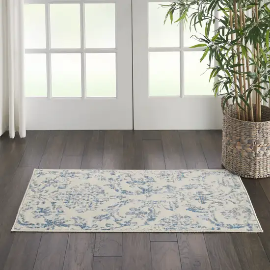 Cream Damask Power Loom Area Rug Photo 4