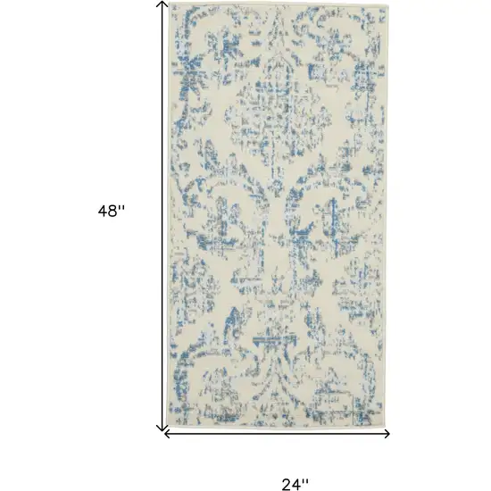 Cream Damask Power Loom Area Rug Photo 6