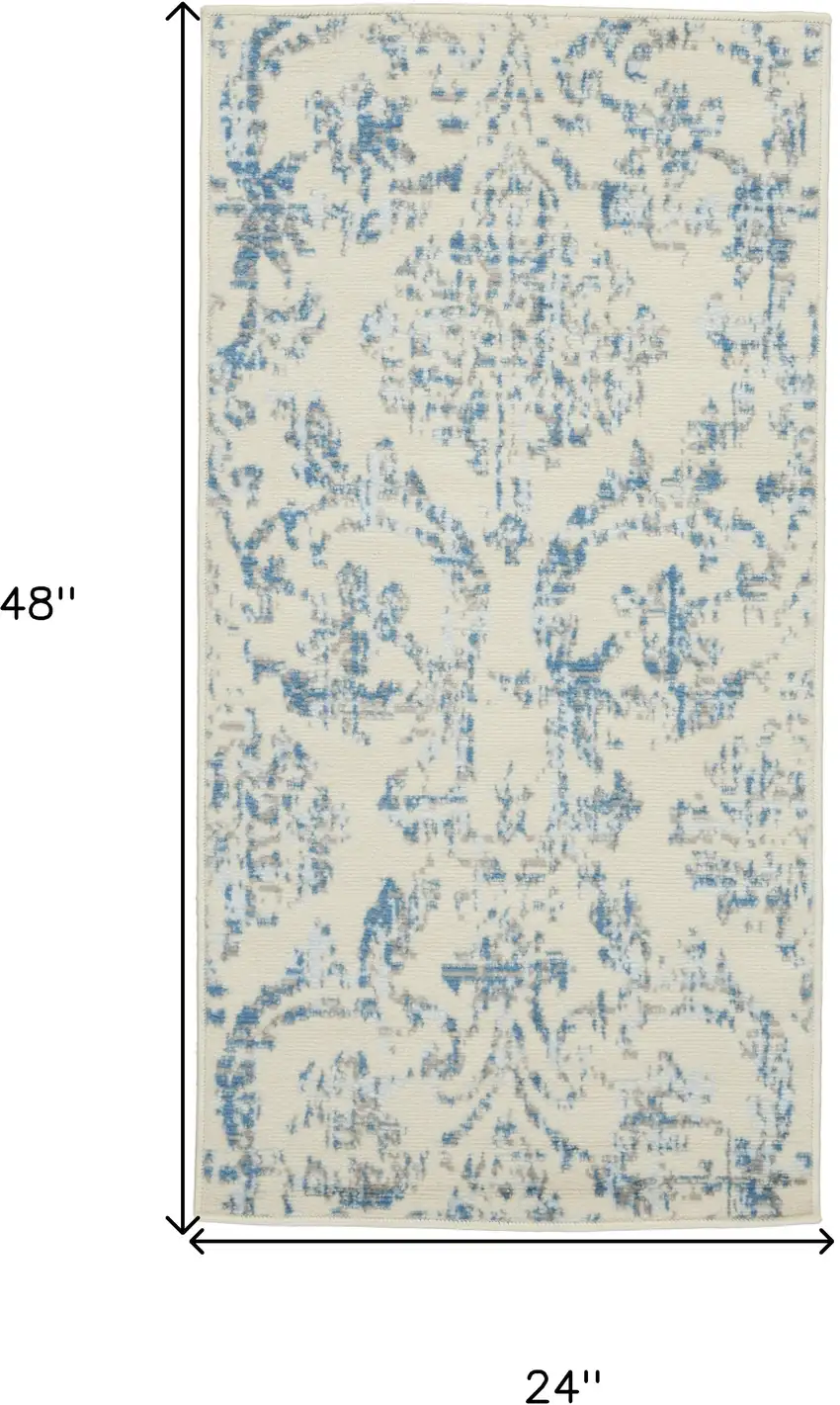 Cream Damask Power Loom Area Rug Photo 6