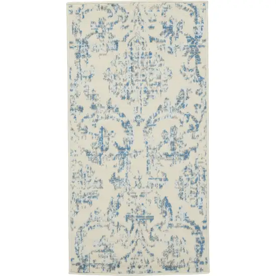 Cream Damask Power Loom Area Rug Photo 1