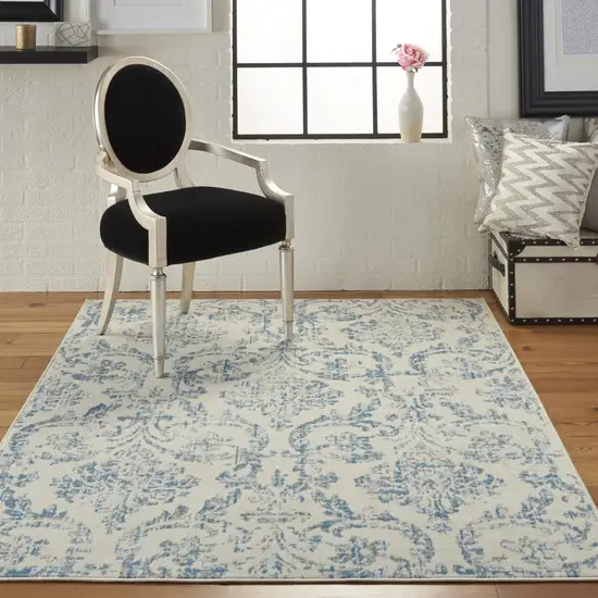 Cream Damask Power Loom Area Rug Photo 5