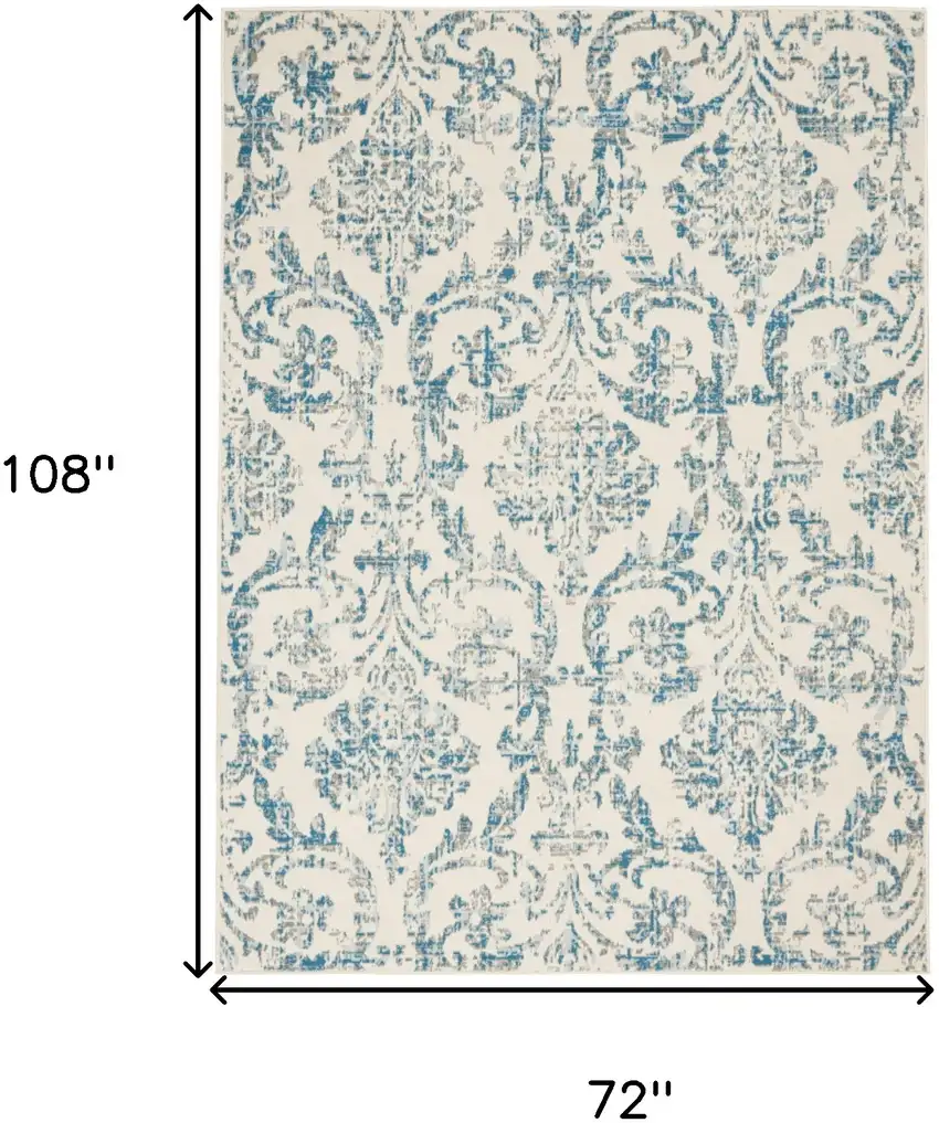 Cream Damask Power Loom Area Rug Photo 7