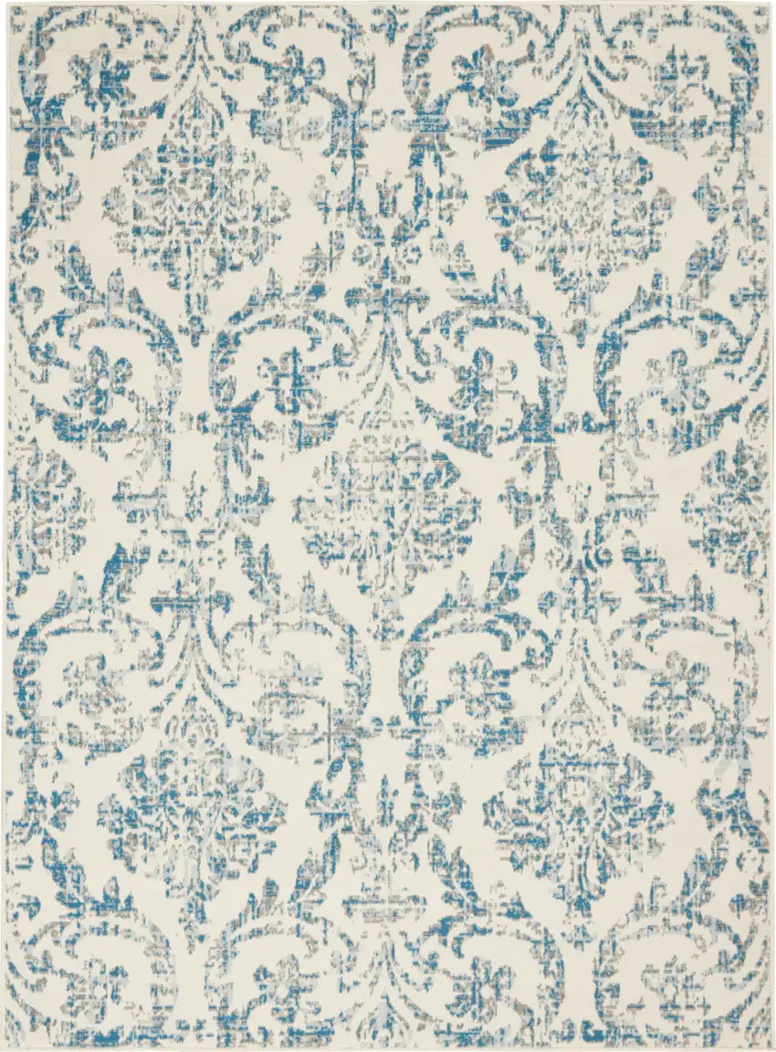 Cream Damask Power Loom Area Rug Photo 2