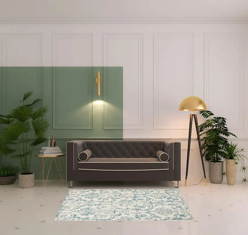 Cream Damask Power Loom Area Rug Photo 2