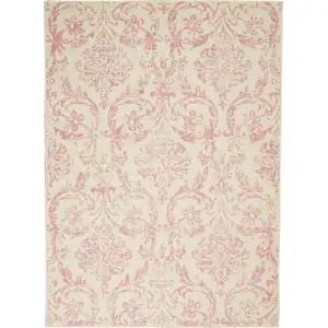 Photo of Cream Damask Power Loom Area Rug