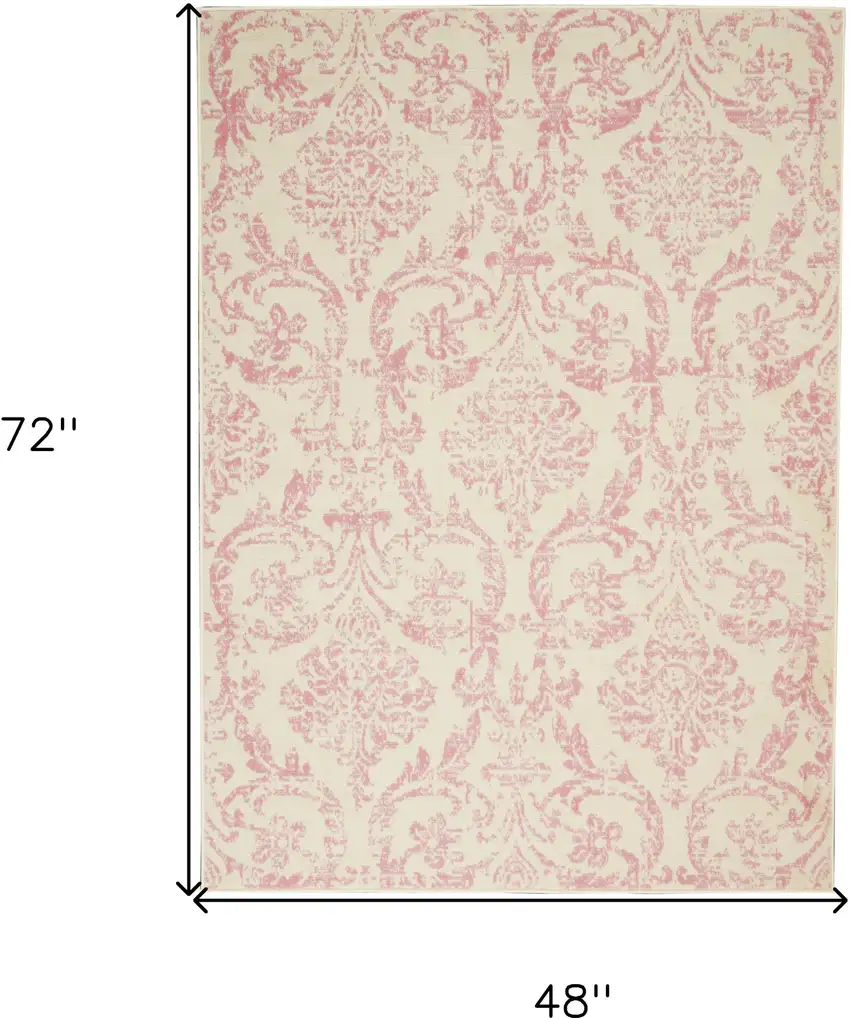 Cream Damask Power Loom Area Rug Photo 8