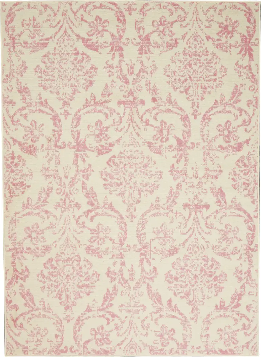 Cream Damask Power Loom Area Rug Photo 4